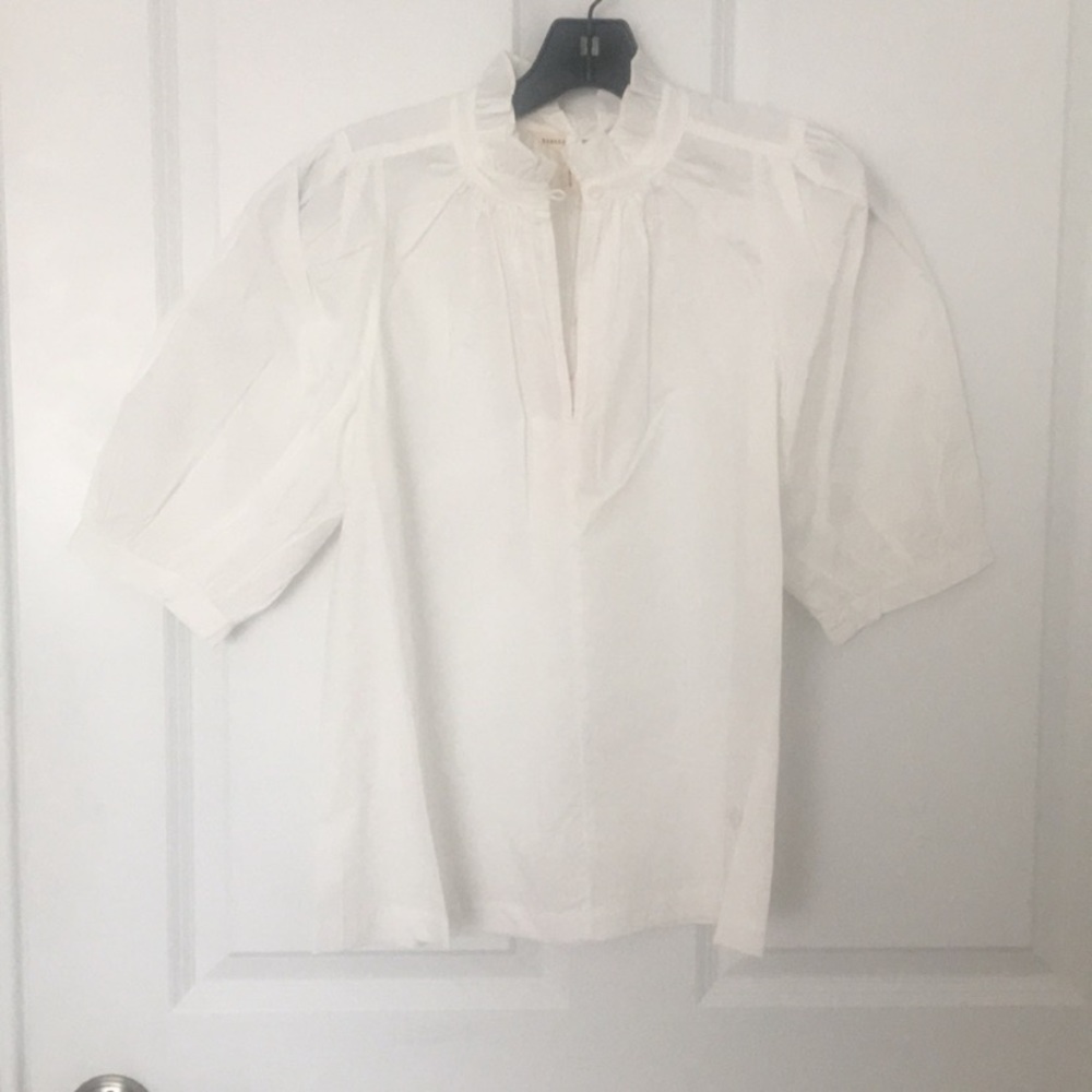 Rebecca Taylor puff sleeve ruffle poplin shirt